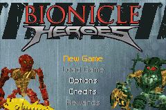 Bionicle Heroes title screen for GameBoy Advance